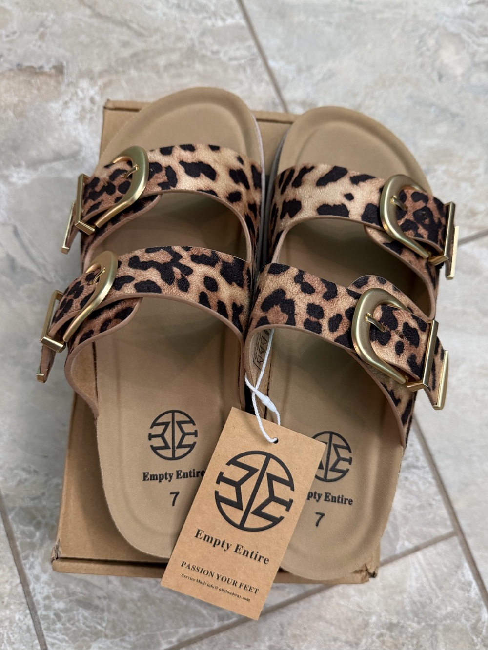 Leopard Print Double Buckle Slide Platform Sandals - Women’s Size 7 - Picture 4 of 10
